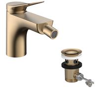 hansgrohe Vivenis Mitigeur monocommandé pour bidet avec vidage à tirette, portée 130mm, 75200140, Couleur: Bronze brossé