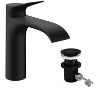 hansgrohe Vivenis Mitigeur monocommandé pour lavabo 110 avec vidage à tirette, saillie 146mm, CoolStart, 75023670, Couleur: noir mat
