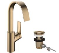 Hansgrohe Vivenis - Mitigeur d'évier avec bonde et bec pivotant, EcoSmart, bronze brossé 75030140