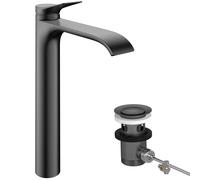Mitigeur lavabo Hansgrohe Vivenis 75044340, saillie 191 mm, avec bonde clic-clac, finition chrome noir brossé