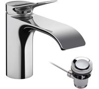 hansgrohe Vivenis robinetterie de lavabo à levier unique 80, avec vidage à tirette, portée 133mm, 75010000, Couleur: chrome