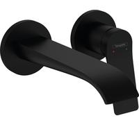hansgrohe Vivenis robinetterie de lavabo monocommande modèle encastré pour montage mural, portée 195mm, 75050670, Couleur: noir mat