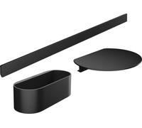 hansgrohe WallStoris - Ensemble d'accessoires pour la baignoire sans percage 3 pièces, Barre murale, Tablette salle de bain, Étagère salle de bain, Accessoire salle de bain, Noir mat, 27966670