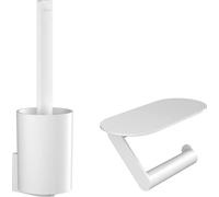 hansgrohe WallStoris - Ensemble d'accessoires pour les toilettes sans percage 2 pièces, Porte-papier WC, Porte-brosse WC, Accessoire salle de bain, Blanc mat, 27969700