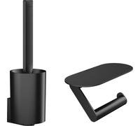 hansgrohe WallStoris - Ensemble d'accessoires pour les toilettes sans percage 2 pièces, Porte-papier WC, Porte-brosse WC, Accessoire salle de bain, Noir mat , 27969670