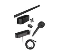Hansgrohe WallStoris - Set de pommeau de douche 105, 3 jets, thermostat et accessoires de salle de bain, noir mat 24250670