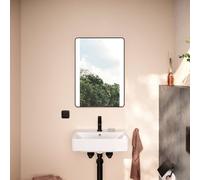 Hansgrohe Miroir Xarita Lite Q – éclairage LED latéral, 50 x 70 cm, noir mat, interrupteur mural
