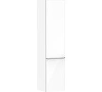 hansgrohe Xelu Q Armoire mi-haute, 400x350x1650, 2 portes, charnières à droite, 3 étagères en verre, 54139000, Couleur: Meuble blanc brillant/poignée chromée