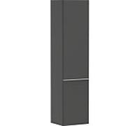hansgrohe Xelu Q Armoire mi-haute, 400x350x1650, 2 portes, charnières à droite, 3 étagères en verre, 54140700, Couleur: Meuble gris diamant mat/poignÃ©e blanc mat