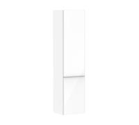 hansgrohe Xelu Q Armoire mi-haute, 400x350x1650, 2 portes, charnières à gauche, 3 étagères en verre, 54135700, Couleur: Meuble blanc brillant/poignÃ©e blanc mat