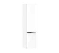 hansgrohe Xelu Q Armoire mi-haute, 400x350x1650, 2 portes, charnières à gauche, 3 étagères en verre, 54135670, Couleur: Meuble blanc brillant/poignÃ©e noir mat