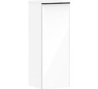 hansgrohe Xelu Q Armoire mi-haute, 400x350, 1 porte, charnières à gauche, 2 étagères en verre, 54127670, Couleur: Meuble blanc brillant/poignÃ©e noir mat