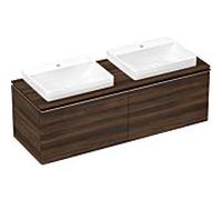 hansgrohe Xelu Q console 54112630 1560 x 550 mm, 2 découpes 600 x 480 mm, noyer foncé