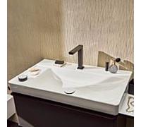 hansgrohe Xelu Q lavabo, 2 trous pour robinet, avec tablette, avec vidage, sans trop-plein, 800x480mm, blanc, 61031450, Couleur: Blanc/tablette à gauche