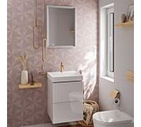 hansgrohe Xelu Q lave-mains, garniture de vidage, grilles en céramique, blanc, 61012450, Couleur: Blanc/avec trou pour robinet