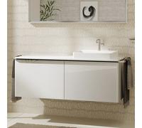 hansgrohe Xelu Q meuble sous-vasque 54066000 1360x485x550mm, 2 tiroirs, blanc brillant, chromé