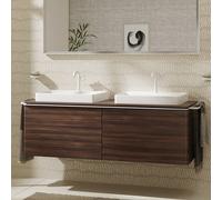 hansgrohe Xelu Q meuble sous-vasque 54073700 1560x485x550mm, 2 tiroirs, noyer foncé, blanc mat