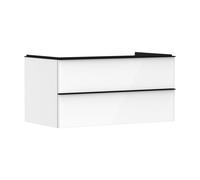 Hansgrohe Meuble sous-vasque Xelu Q 980x550 mm, 2 tiroirs, blanc brillant, poignée noir mat