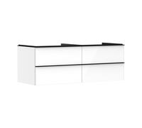 hansgrohe Xelu Q meuble sous-vasque 54086670 1360x485x550mm, 4 tiroirs, blanc brillant, noir mat