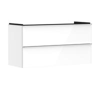 hansgrohe Xelu Q Meuble sous-lavabo, 1180x475, 2 tiroirs, pour lavabo, 54035000, Couleur: Meuble blanc brillant/poignée chromée