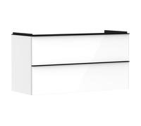 hansgrohe Xelu Q Meuble sous-lavabo, 1180x475, 2 tiroirs, pour lavabo, 54035670, Couleur: Meuble blanc brillant/poignÃ©e noir mat