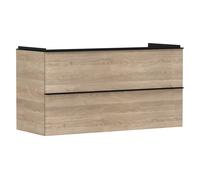 hansgrohe Xelu Q Meuble sous-lavabo, 1180x475, 2 tiroirs, pour lavabo, 54037670, Couleur: Meuble chÃªne naturel/poignÃ©e noir mat