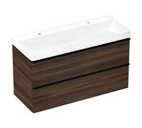 hansgrohe Xelu Q Meuble sous-lavabo, 1180x475, 2 tiroirs, pour lavabo, 54038670, Couleur: Meuble noyer foncÃ©/poignÃ©e noir mat