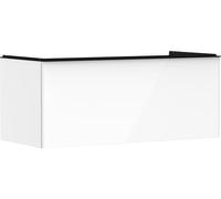 Hansgrohe Xelu Q Meuble sous-lavabo, 1180x550, 1 tiroir, pour Consoles avec Vasque à Poser, Poli, 54062670, Couleur: Meuble Blanc Brillant/poignée Noir Mat
