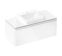 hansgrohe Xelu Q meuble sous-lavabo, 1180x550, 1 tiroir, pour consoles avec vasque à poser, poli, 54062700, Couleur: Meuble blanc brillant/poignÃ©e blanc mat