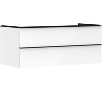 Hansgrohe Xelu Q Meuble sous-lavabo, 1180x550, 2 tiroirs, pour vasques à Poser, 54082670, Couleur: Meuble Blanc Brillant/poignée Noir Mat