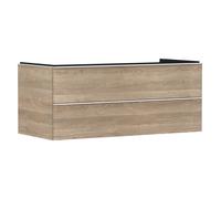hansgrohe Xelu Q Meuble sous-lavabo, 1180x550, 2 tiroirs, pour vasques à poser, 54084700, Couleur: Meuble chÃªne naturel/poignÃ©e blanc mat