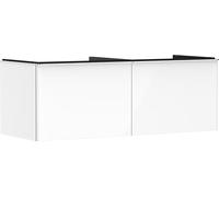 Hansgrohe Xelu Q Meuble sous-lavabo, 1360x550, 2 tiroirs, pour Console avec Vasque à Poser, Poli, 54066000, Couleur: Meuble Blanc Brillant/poignée chromée