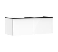 hansgrohe Xelu Q Meuble sous-lavabo, 1360x550, 2 tiroirs, pour console avec vasque à poser, poli, 54066670, Couleur: Meuble blanc brillant/poignÃ©e noir mat