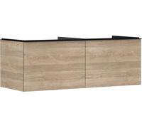 Hansgrohe Xelu Q Meuble sous-lavabo, 1360x550, 2 tiroirs, pour Console avec Vasque à Poser, Poli, 54068670, Couleur: Meuble chêne Naturel/poignée Noir Mat