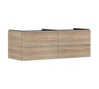 hansgrohe Xelu Q Meuble sous-lavabo, 1360x550, 4 tiroirs, pour vasques à poser, sans découpe de siphon, 54088700, Couleur: Meuble chÃªne naturel/poignÃ©e blanc mat