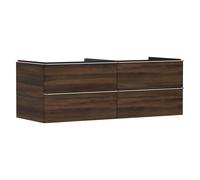hansgrohe Xelu Q Meuble sous-lavabo, 1360x550, 4 tiroirs, pour vasques à poser, sans découpe de siphon, 54089000, Couleur: Meuble noyer foncÃ©/poignÃ©e chrome
