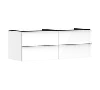 hansgrohe Xelu Q Meuble sous-lavabo, 1360x550, 4 tiroirs, pour vasques à poser, sans découpe de siphon, 54086000, Couleur: Meuble blanc brillant/poignée chromée
