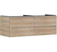 Hansgrohe Xelu Q Meuble sous-lavabo, 1360x550, 4 tiroirs, pour vasques à Poser, sans découpe de Siphon, 54088700, Couleur: Meuble chêne Naturel/poignée Blanc Mat
