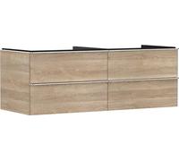 Hansgrohe Xelu Q Meuble sous-lavabo, 1360x550, 4 tiroirs, pour vasques à Poser, sans découpe de Siphon, 54088000, Couleur: Meuble chêne Naturel/poignée Chrome
