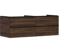 hansgrohe Xelu Q Meuble sous-lavabo, 1360x550, 4 tiroirs, pour vasques à poser, sans découpe de siphon, 54089670, Couleur: Meuble noyer foncÃ©/poignÃ©e noir mat