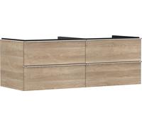 hansgrohe Xelu Q Meuble sous-lavabo, 1360x550, 4 tiroirs, pour vasques à poser, sans découpe de siphon, 54088000, Couleur: Meuble chÃªne naturel/poignÃ©e chrome