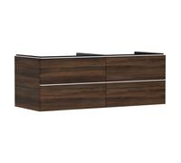 hansgrohe Xelu Q Meuble sous-lavabo, 1360x550, 4 tiroirs, pour vasques à poser, sans découpe de siphon, 54089700, Couleur: Meuble noyer foncÃ©/poignÃ©e blanc mat