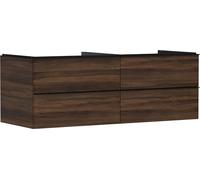 Hansgrohe Xelu Q Meuble sous-lavabo, 1360x550, 4 tiroirs, pour vasques à Poser, sans découpe de Siphon, 54089670, Couleur: Meuble Noyer foncé/poignée Noir Mat