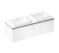 hansgrohe Xelu Q Meuble sous-lavabo, 1560x550, 2 tiroirs, pour console avec vasque à poser, poli, 54070000, Couleur: Meuble blanc brillant/poignée chromée