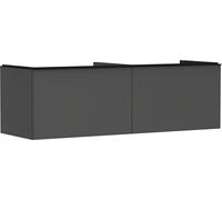 Hansgrohe Xelu Q Meuble sous-lavabo, 1560x550, 2 tiroirs, pour Console avec Vasque à Poser, Poli, 54071670, Couleur: Meuble Gris Diamant Mat/poignée Noir Mat