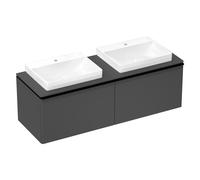 hansgrohe Xelu Q Meuble sous-lavabo, 1560x550, 2 tiroirs, pour console avec vasque à poser, poli, 54071670, Couleur: Meuble gris diamant mat/poignÃ©e noir mat