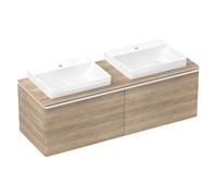 hansgrohe Xelu Q Meuble sous-lavabo, 1560x550, 2 tiroirs, pour console avec vasque à poser, poli, 54072700, Couleur: Meuble chÃªne naturel/poignÃ©e blanc mat