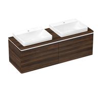 hansgrohe Xelu Q meuble sous-vasque 54073700 1560x485x550mm, 2 tiroirs, noyer foncé, blanc mat