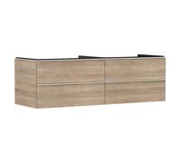 hansgrohe Xelu Q Meuble sous-lavabo, 1560x550, 4 tiroirs, pour vasques à poser, sans découpe de siphon, 54092700, Couleur: Meuble chÃªne naturel/poignÃ©e blanc mat