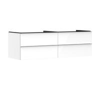 hansgrohe Xelu Q Meuble sous-lavabo, 1560x550, 4 tiroirs, pour vasques à poser, sans découpe de siphon, 54090000, Couleur: Meuble blanc brillant/poignée chromée